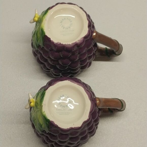 Vintage 99 Martha Stewart Large Grape Coffee Mugs Exclusive for MACY'S Bees Vine - Picture 7 of 13